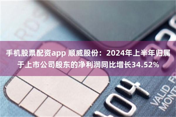 手机股票配资app 顺威股份：2024年上半年归属于上市公司股东的净利润同比增长34.52%