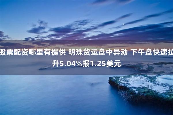 股票配资哪里有提供 明珠货运盘中异动 下午盘快速拉升5.04%报1.25美元