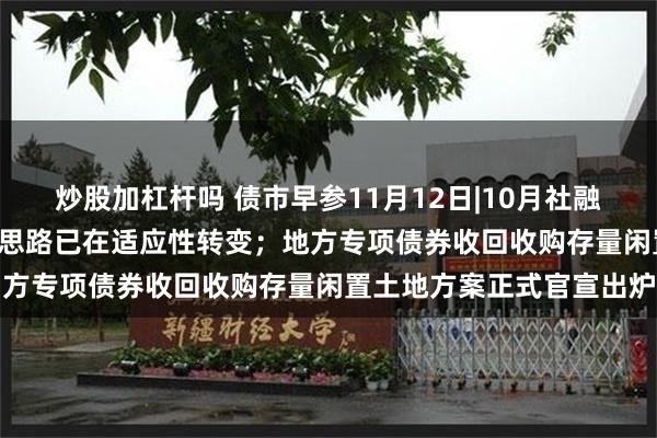 炒股加杠杆吗 债市早参11月12日|10月社融新增1.4万亿，宏观调控思路已在适应性转变；地方专项债券收回收购存量闲置土地方案正式官宣出炉