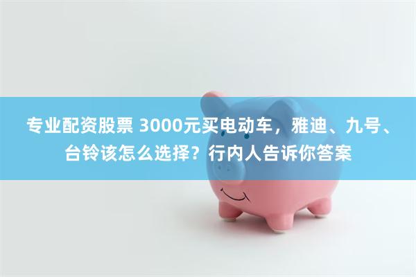 专业配资股票 3000元买电动车，雅迪、九号、台铃该怎么选择？行内人告诉你答案