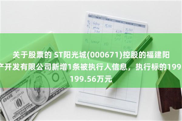 关于股票的 ST阳光城(000671)控股的福建阳光房地产开发有限公司新增1条被执行人信息，执行标的199.56万元