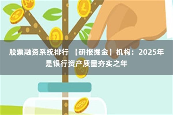 股票融资系统排行 【研报掘金】机构：2025年是银行资产质量夯实之年