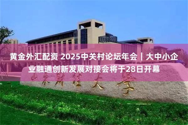 黄金外汇配资 2025中关村论坛年会｜大中小企业融通创新发展对接会将于28日开幕