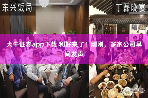 大牛证券app下载 利好来了！刚刚，多家公司早间发声