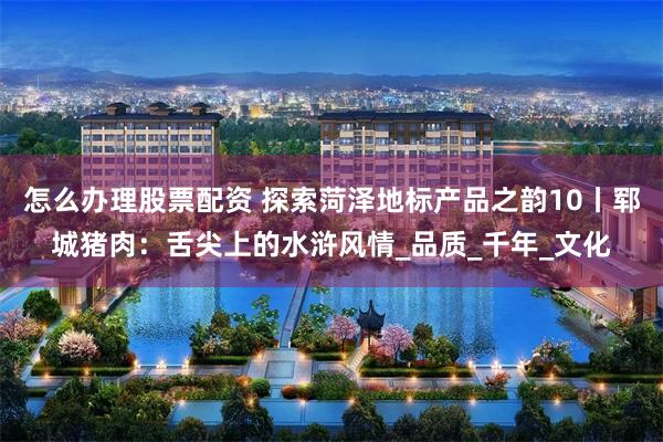 怎么办理股票配资 探索菏泽地标产品之韵10丨郓城猪肉：舌尖上的水浒风情_品质_千年_文化