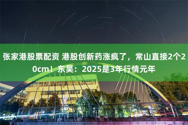 张家港股票配资 港股创新药涨疯了，常山直接2个20cm！东吴：2025是3年行情元年