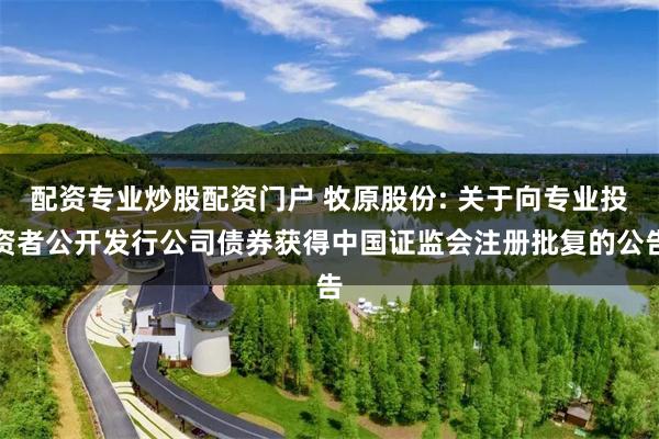配资专业炒股配资门户 牧原股份: 关于向专业投资者公开发行公司债券获得中国证监会注册批复的公告