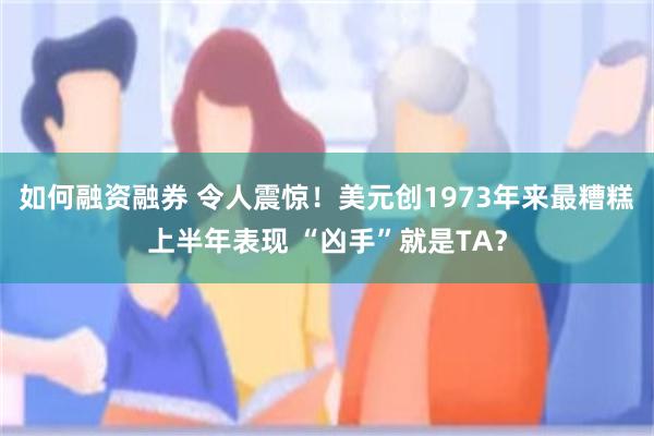 如何融资融券 令人震惊！美元创1973年来最糟糕上半年表现 “凶手”就是TA？
