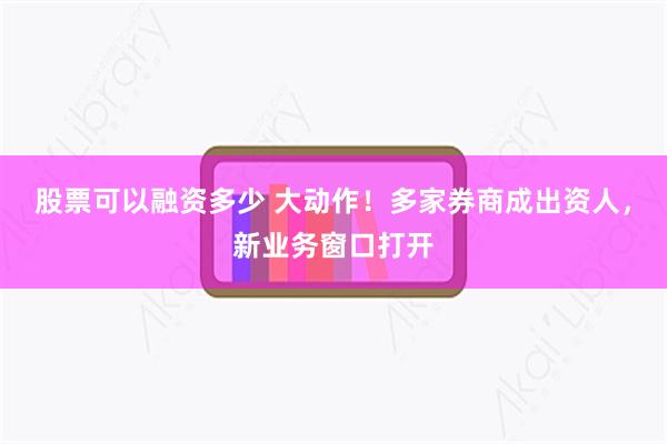 股票可以融资多少 大动作！多家券商成出资人，新业务窗口打开