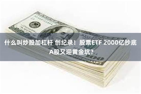 什么叫炒股加杠杆 创纪录！股票ETF 2000亿抄底 A股又迎黄金坑？