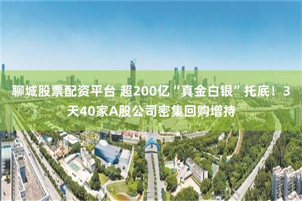 聊城股票配资平台 超200亿“真金白银”托底！3天40家A股公司密集回购增持