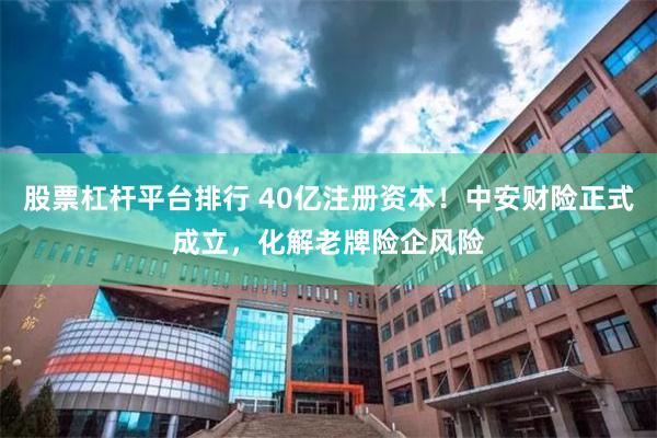 股票杠杆平台排行 40亿注册资本！中安财险正式成立，化解老牌险企风险