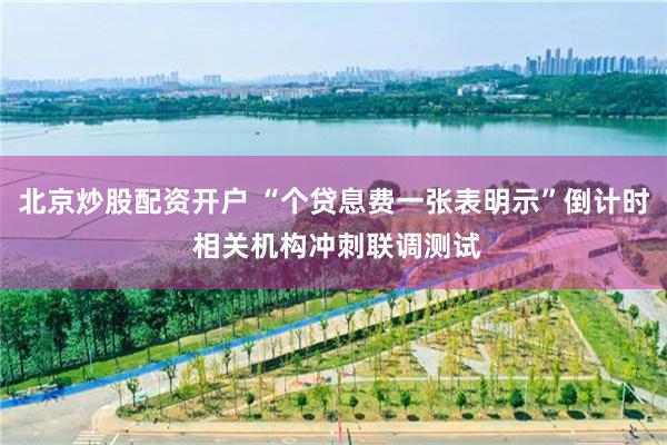 北京炒股配资开户 “个贷息费一张表明示”倒计时 相关机构冲刺联调测试