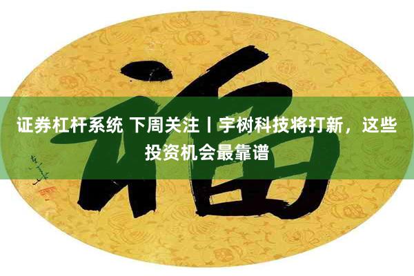 证券杠杆系统 下周关注丨宇树科技将打新，这些投资机会最靠谱