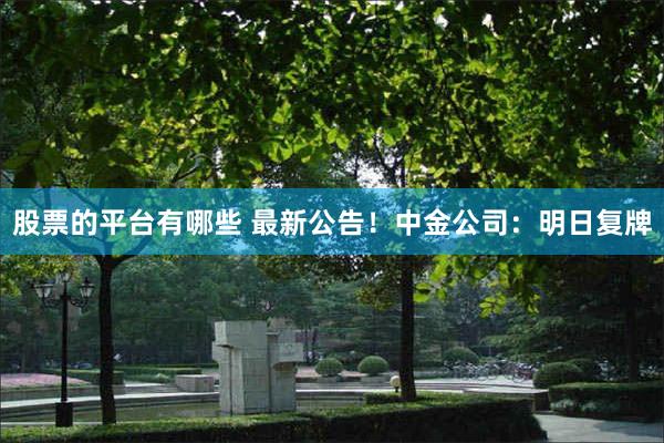 股票的平台有哪些 最新公告！中金公司：明日复牌